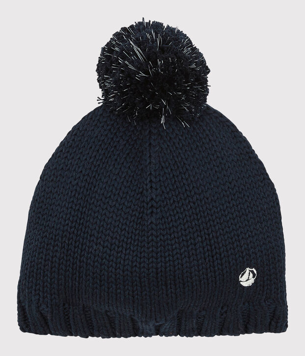 Bonnet enfant fille-gar&ccedil;on bleu marine