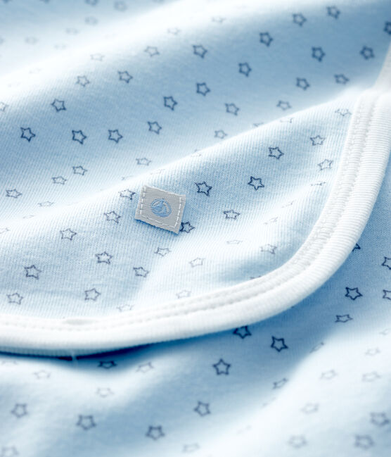 Drap de maternité bébé en côte bleu FRAICHEUR/gris CONCRETE