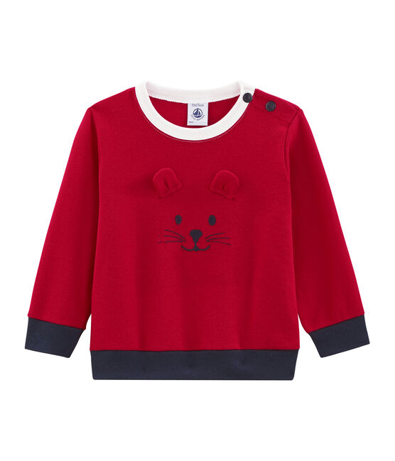 Sweatshirt bébé garçon en maille rouge TERKUIT