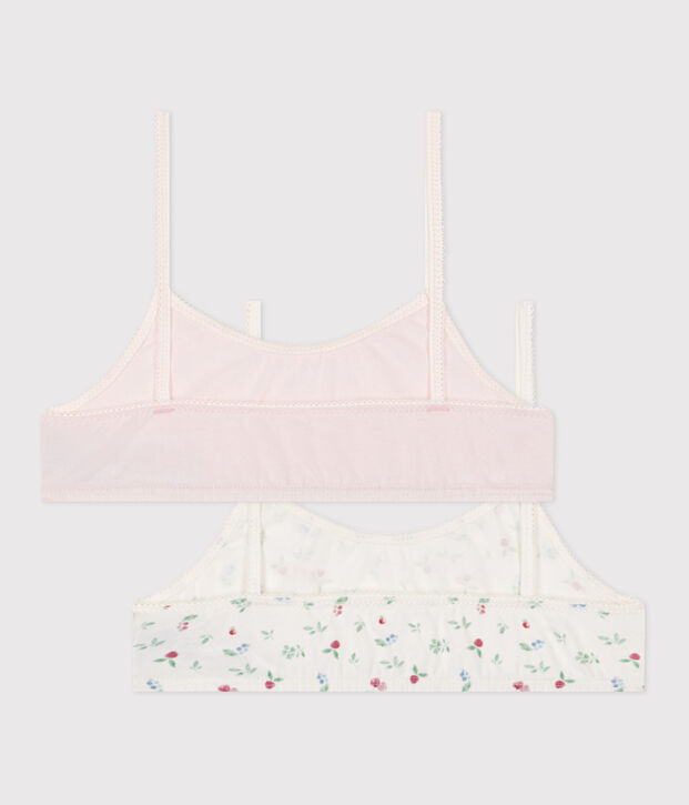 Lot de 2 brassi&egrave;res enfant en coton et &eacute;lasthanne imprim&eacute; fruits multicouleur