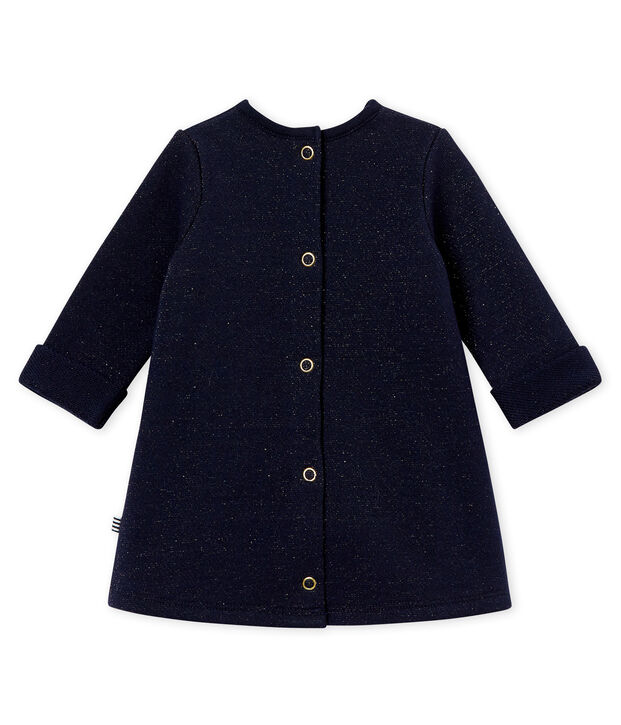 Robe molleton brillant b&eacute;b&eacute; fille bleu/jaune