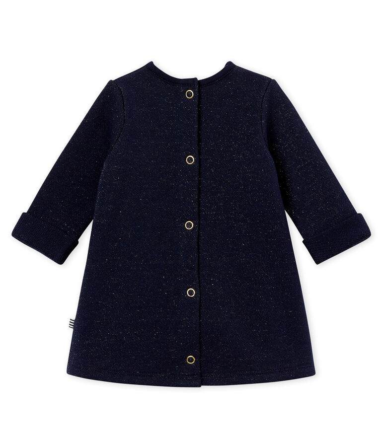 Robe molleton brillant b&eacute;b&eacute; fille bleu SMOKING/jaune DORE
