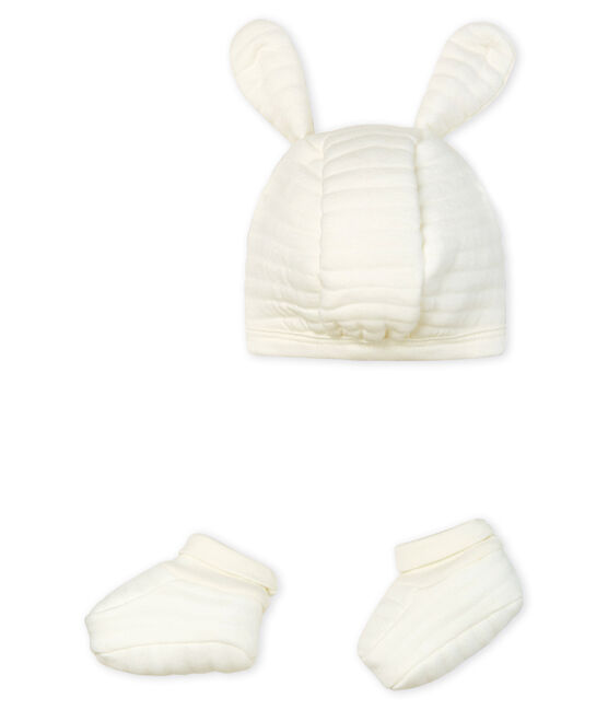 Lot bonnet et chaussons bébé en tubique variante 1