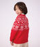Pull jacquard enfant en laine et coton rouge/multicouleur