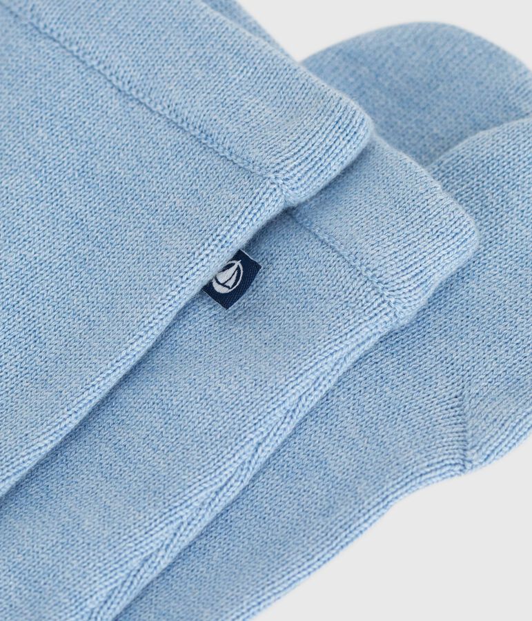 Pantalon b&eacute;b&eacute; en tricot laine et coton bleu FLO