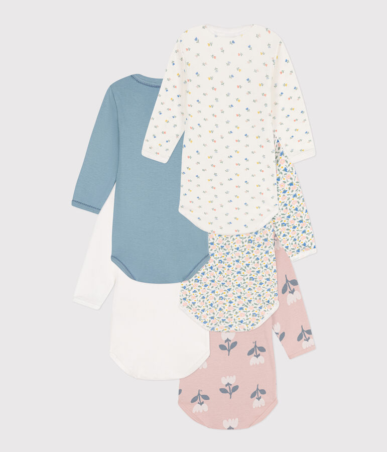 Lot de 5 bodies manches longues fleurs en coton variante 1