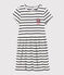 Robe manches courtes en coton bio enfant fille blanc MARSHMALLOW/bleu SMOKING