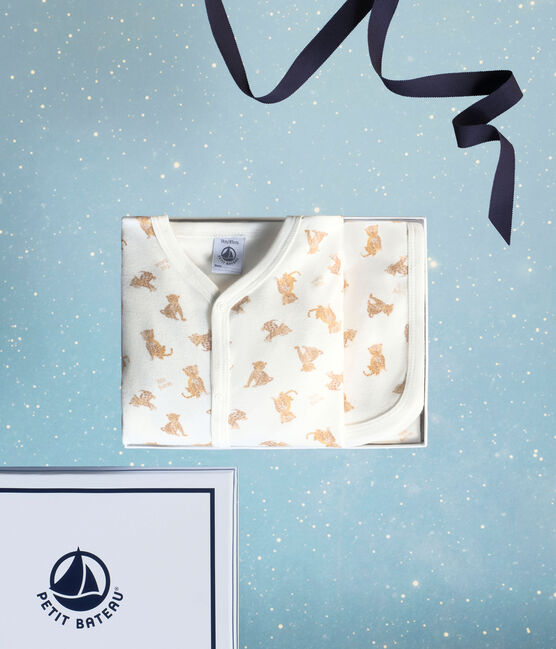 Lot cadeau bébé en coton imprimé léopards variante 1