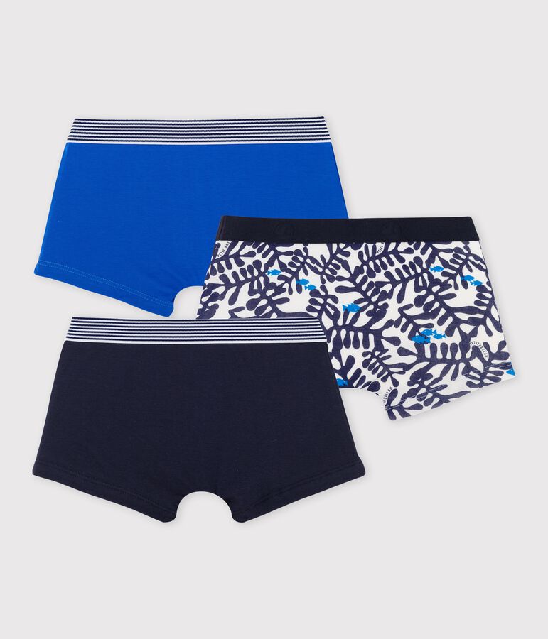 Lot de 3 boxers bleus petit gar&ccedil;on en coton multicouleur