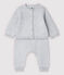 Ensemble 2 pièces gris bébé en tricot de coton biologique gris POUSSIERE CHINE