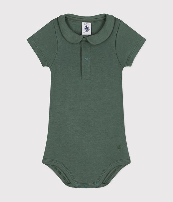 Body manches courtes col claudine en coton bébé vert CROCO