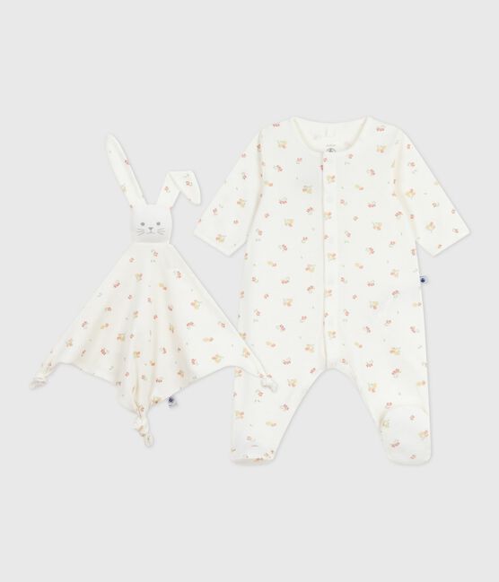 Coffret cadeau naissance en coton imprimé fleuri variante 1