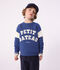 Sweatshirt enfant en coton bleu/&eacute;cru