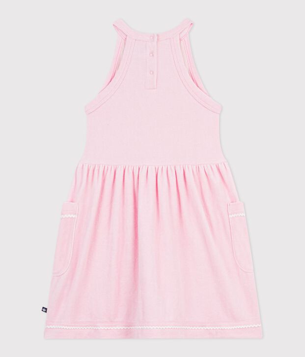 Robe sans manches enfant en coton uni rose clair