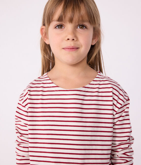 Marinière enfant en coton rouge MILK/ AMARANTE