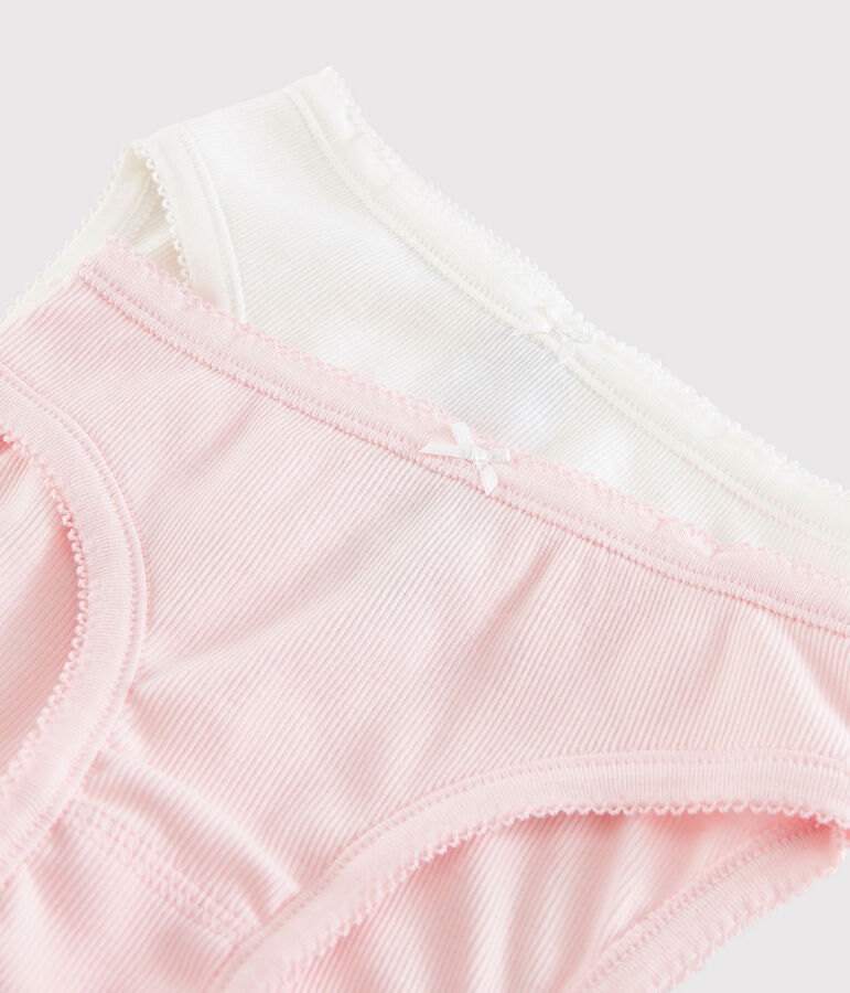 Lot de 2 culottes blance et rose petite fille en coton c&ocirc;tel&eacute; multicouleur