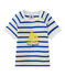 Tee-shirt bébé garçon manches courtes blanc MARSHMALLOW/bleu PERSE