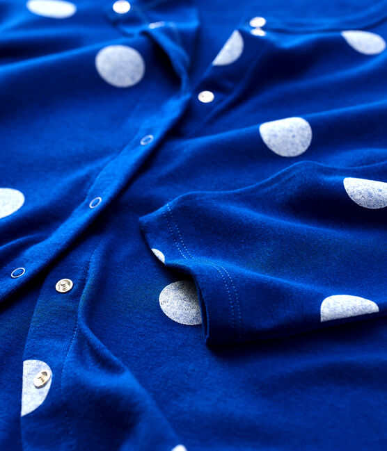 Cardigan en coton/lin imprimé Femme bleu SURF/blanc MARSHMALLOW