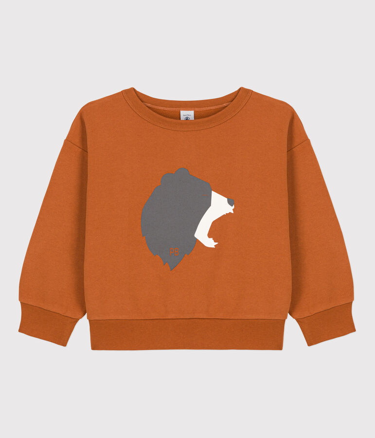 Sweatshirt imprim&eacute; en molleton enfant fille / gar&ccedil;on marron ECUREUIL