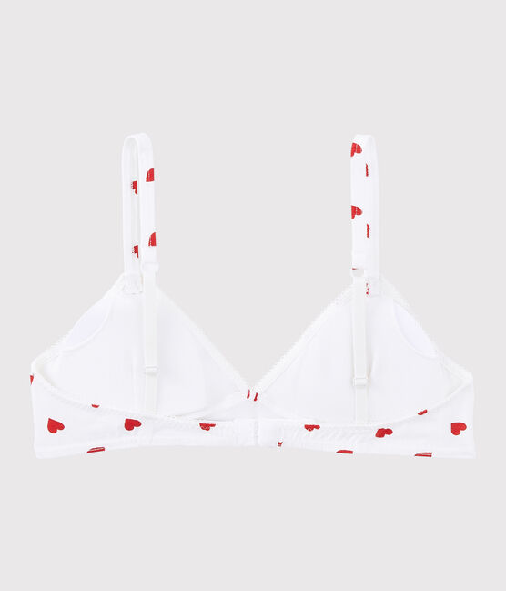 Soutien-gorge paddé cœur rouge fille en coton biologique  et elasthanne blanc MARSHMALLOW/rouge PEPS