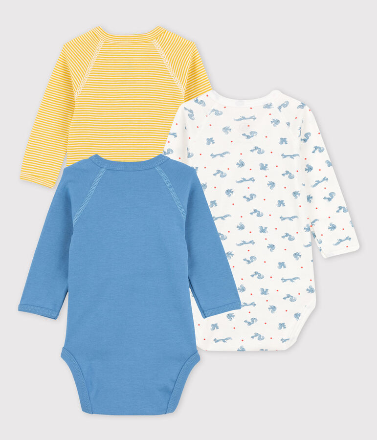 Lot de 3 bodies b&eacute;b&eacute; en coton biologique multicouleur