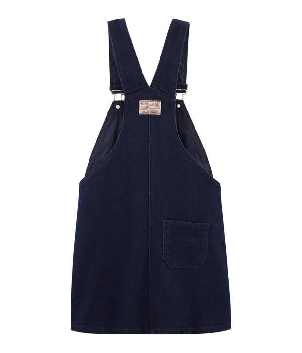 Robe salopette enfant fille bleu/beige
