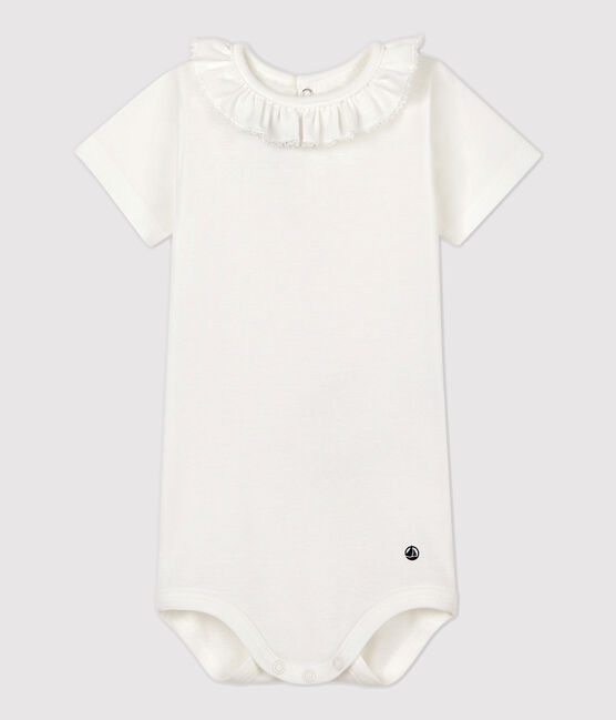 Body manches courtes bébé à collerette blanc MARSHMALLOW