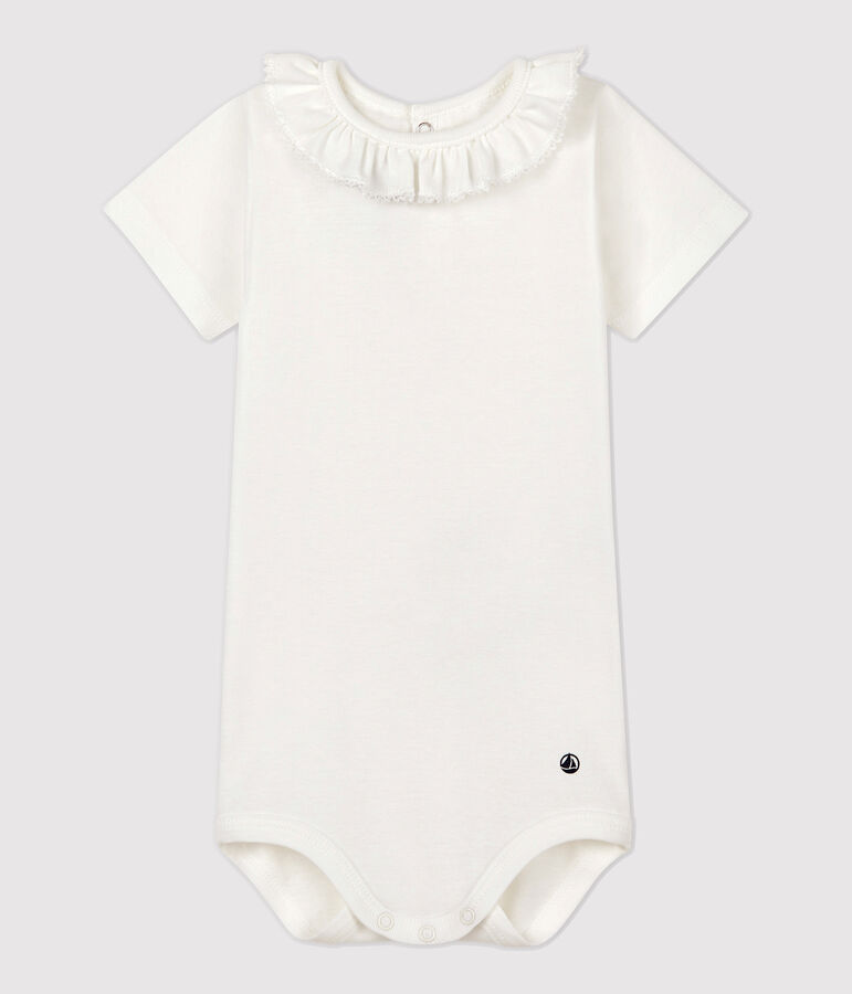 Body manches courtes b&eacute;b&eacute; &agrave; collerette blanc MARSHMALLOW