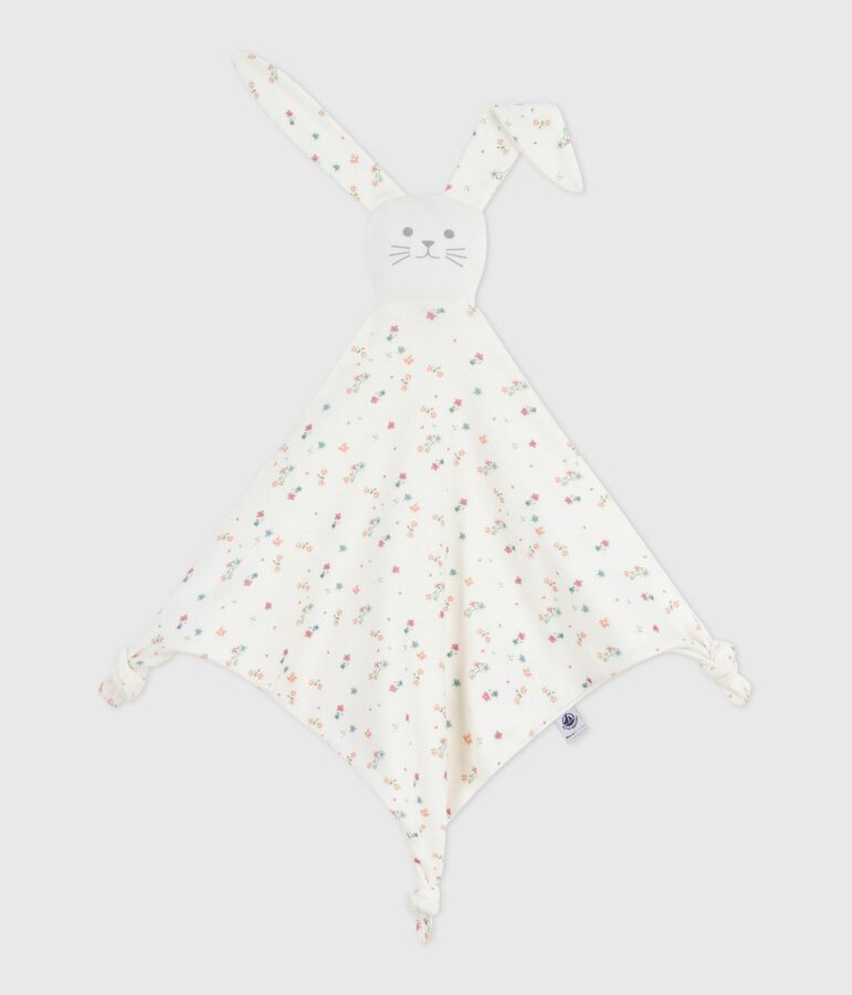 Doudou b&eacute;b&eacute; en coton imprim&eacute; fleuri blanc MARSHMALLOW/blanc MULTICO