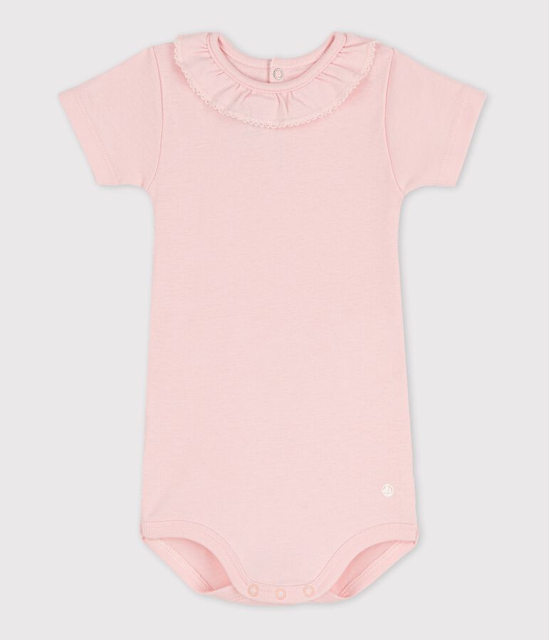 Body manches courtes b&eacute;b&eacute; &agrave; collerette rose MINOIS