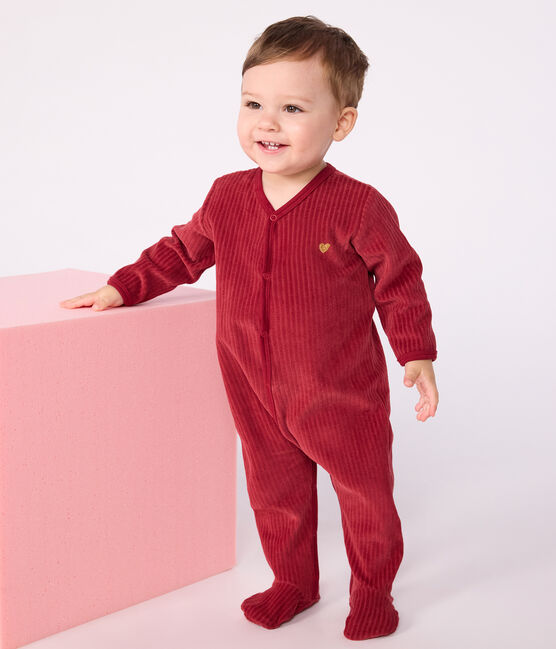 Pyjama bébé en velours uni rouge TERKUIT