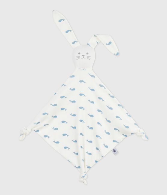 Doudou bébé en coton imprimé baleine MARSHMALLOW/ ADRIATIC
