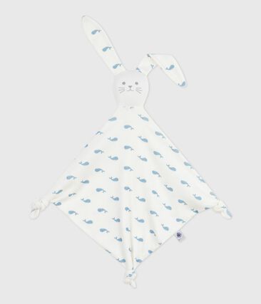 Doudou bébé en coton imprimé baleine