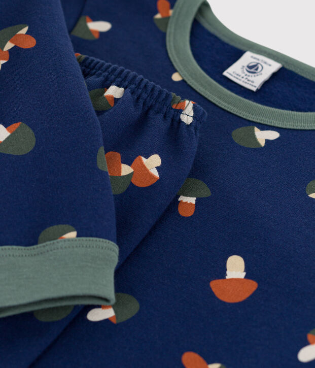 Pyjama champignon en molleton enfant bleu/multicouleur