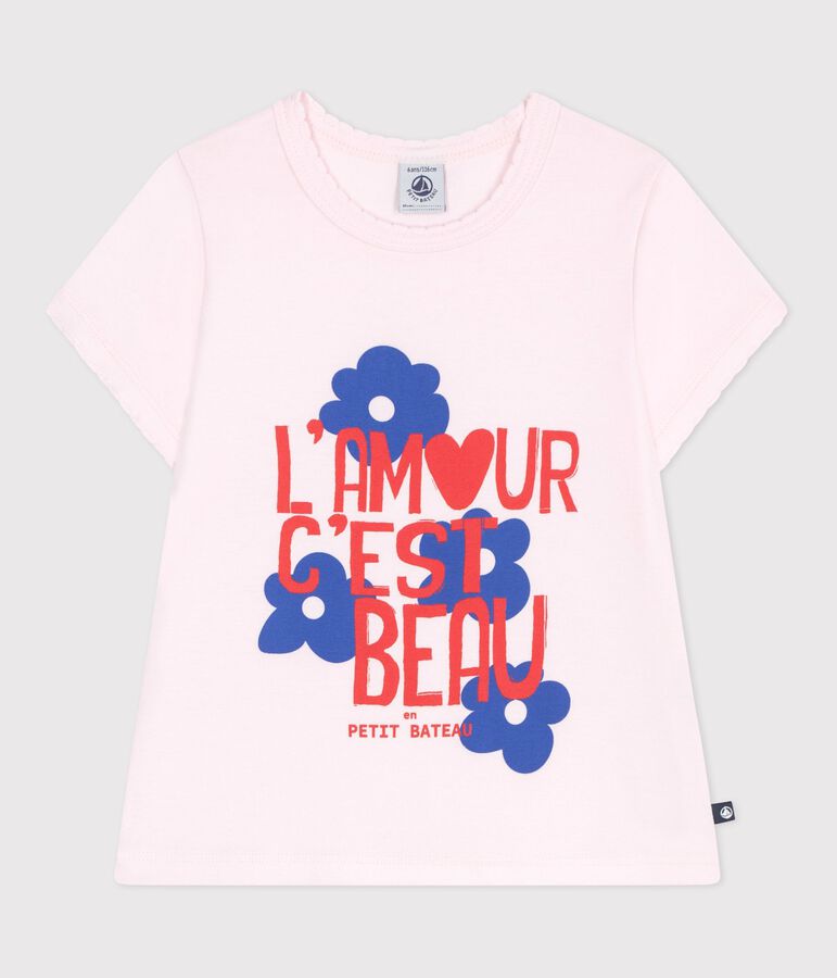 Tee-shirt enfant manches courtes en coton rose BARELY