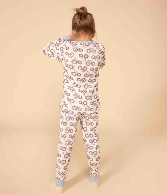 Pyjama tracteur en coton enfant blanc MARSHMALLOW/blanc MULTICO