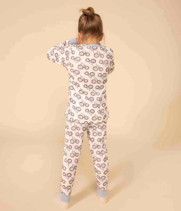 Pyjama tracteur en coton enfant blanc MARSHMALLOW/blanc MULTICO