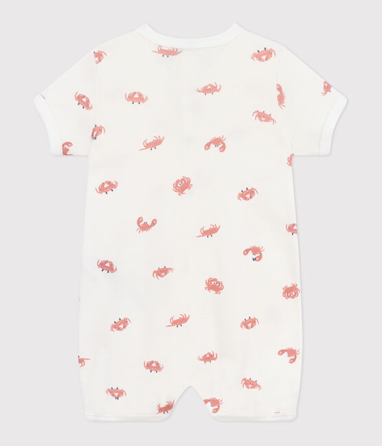 Combinaison courte bébé en coton crabes blanc MARSHMALLOW/blanc MULTICO