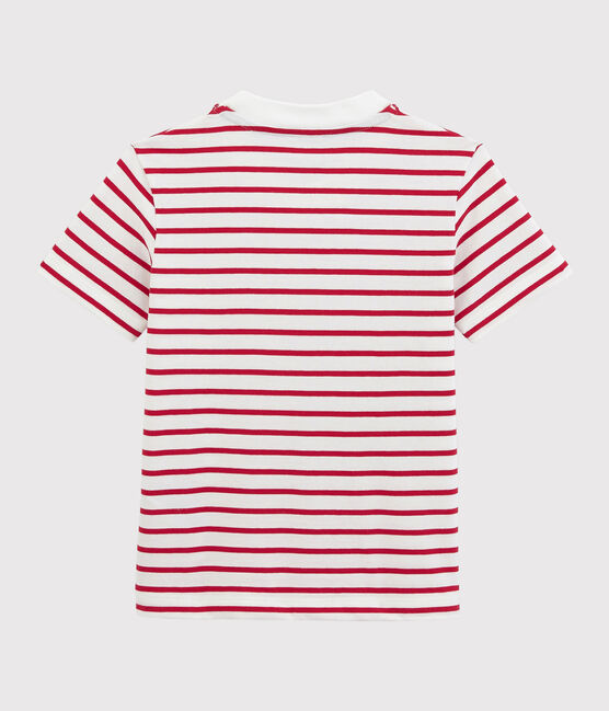 Tee-shirt manches courtes en jersey enfant garçon blanc MARSHMALLOW/rouge TERKUIT