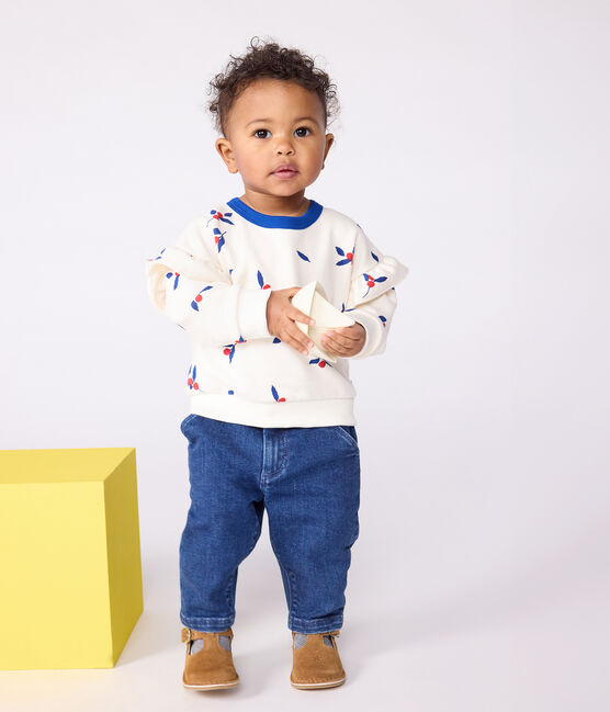 Sweatshirt bébé en coton imprimé baies à volants MILK/ MULTICO