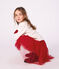 Cardigan enfant en laine et coton &agrave; motifs blanc/rouge