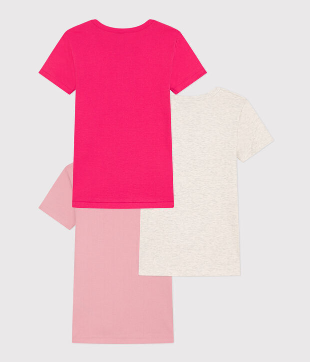 Lot de 3 tee-shirts manches courtes en coton petite fille multicouleur