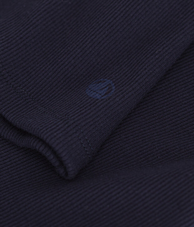 Tee-shirt l'Iconique Col roul&eacute; en c&ocirc;te 2x2 femme bleu