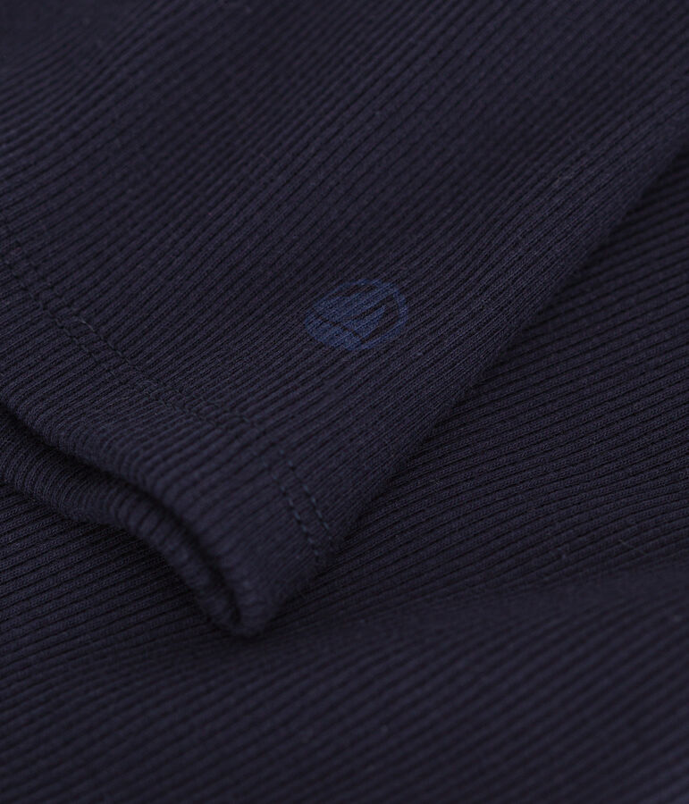 Tee-shirt l'Iconique Col roul&eacute; en c&ocirc;te 2x2 femme bleu SMOKING