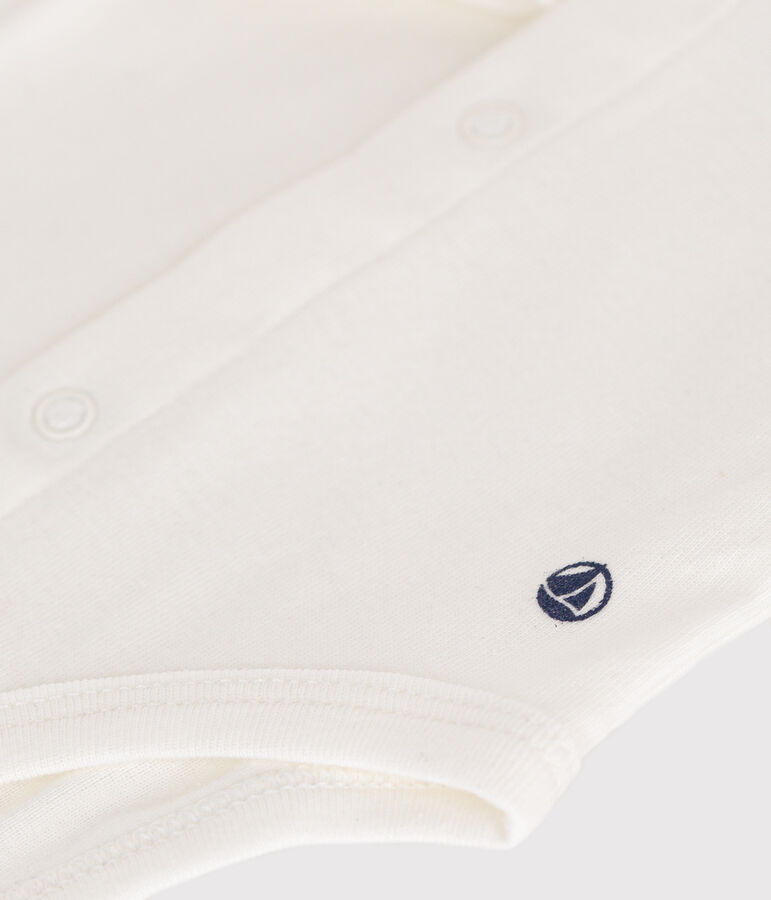 Body manches longues &agrave; col en coton b&eacute;b&eacute; blanc