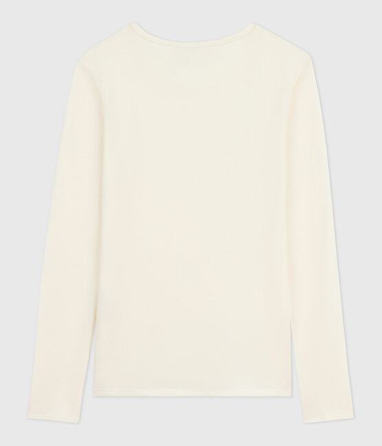Tee-shirt femme en laine et coton manches longues gris ECRU