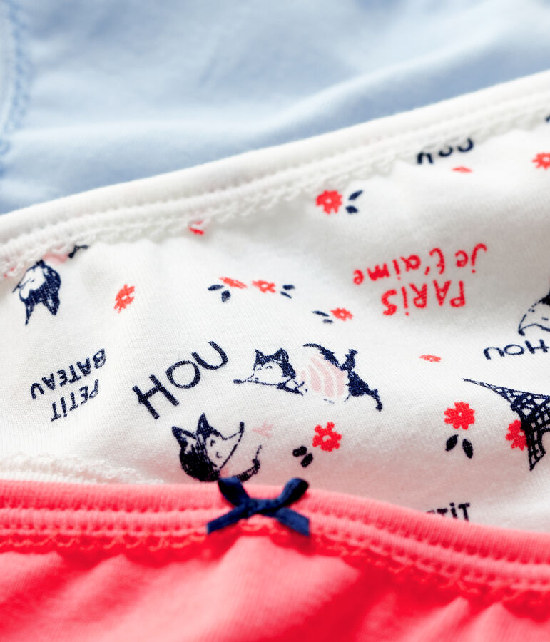 Lot de 3 culottes imprim&eacute; Paris petite fille en coton biologique multicouleur
