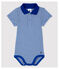 Body col polo en coton manches courtes bébé garçon bleu SURF/blanc MARSHMALLOW