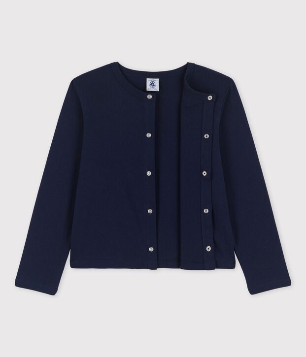 Cardigan en coton bio enfant fille bleu
