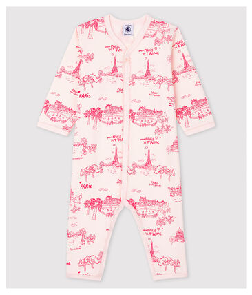 PETIT BATEAU - Dors-bien sans pieds toile de Jouy rose bébé en coton